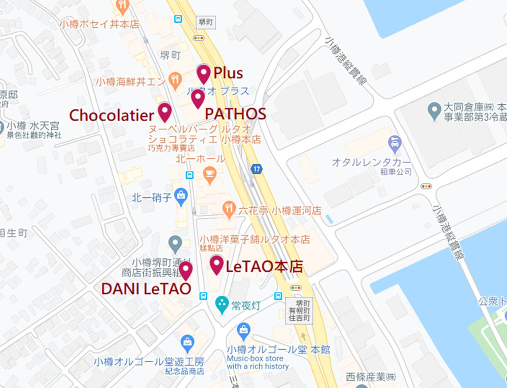北海道小樽LeTAO分店地圖