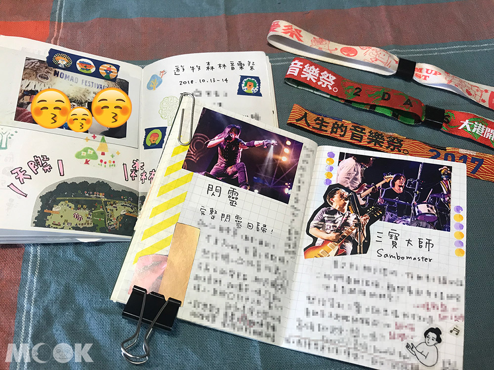 旅行 手帳 筆記本 照片拼貼 紙膠帶　音樂祭 樂團 閃靈 三寶大師