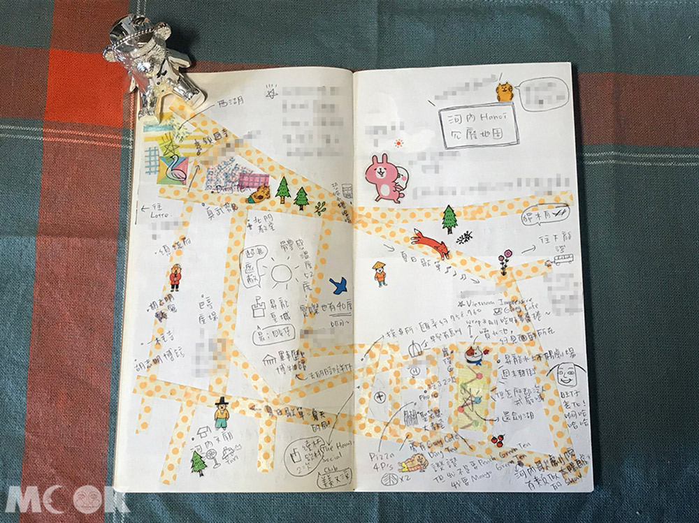 旅行 手帳 筆記本 地圖 紙膠帶 河內 越南 手繪地圖 貼紙