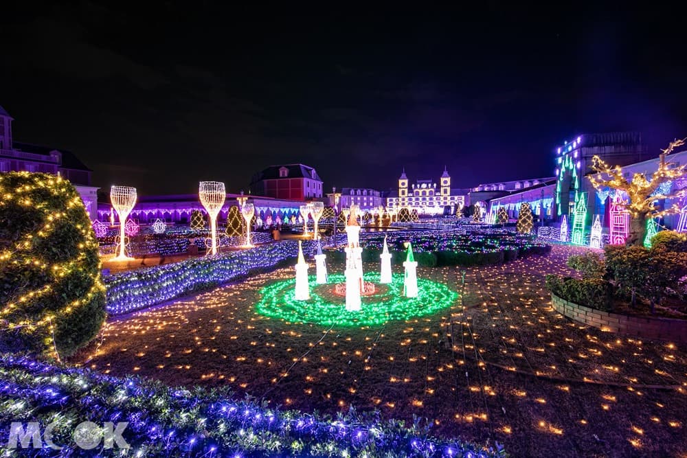 神戶水果鮮花公園3D影像投射出的霓虹燈展