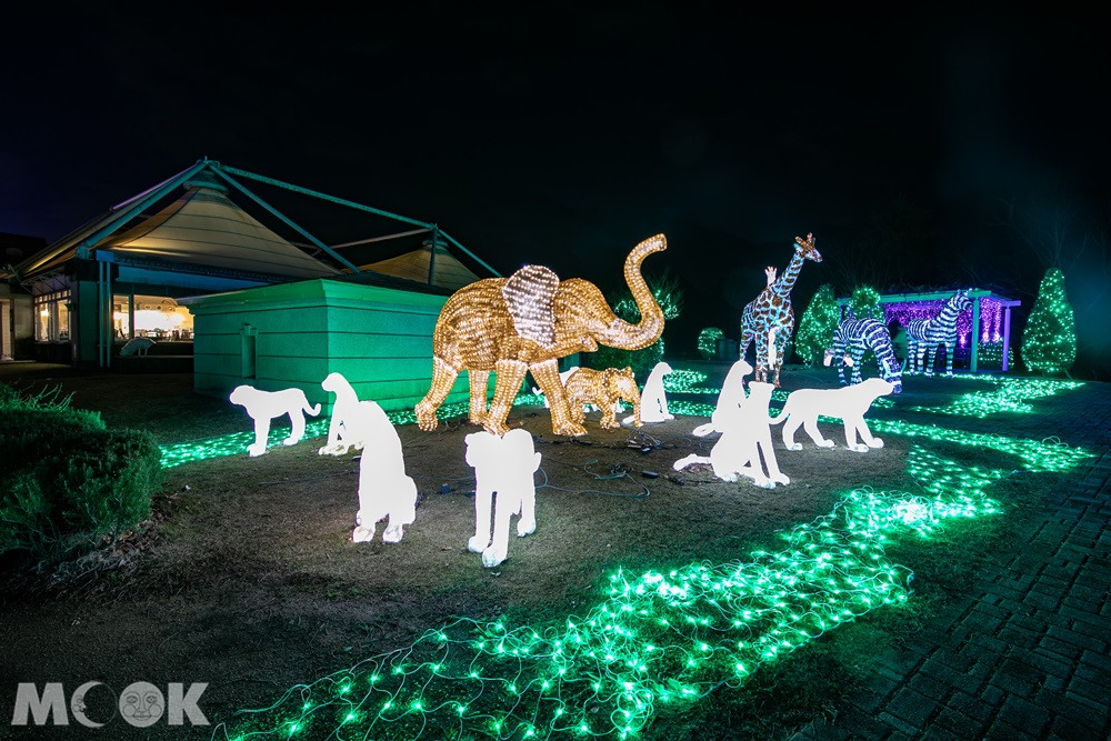 神戶水果鮮花公園3D影像投射出的霓虹燈展