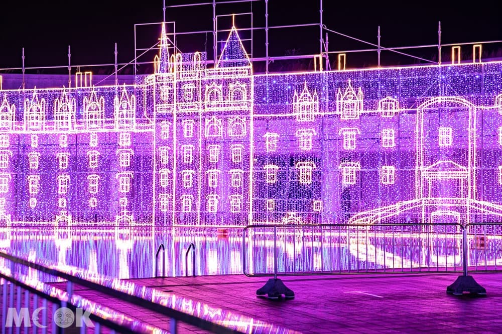 神戶水果鮮花公園3D影像投射出的霓虹燈展