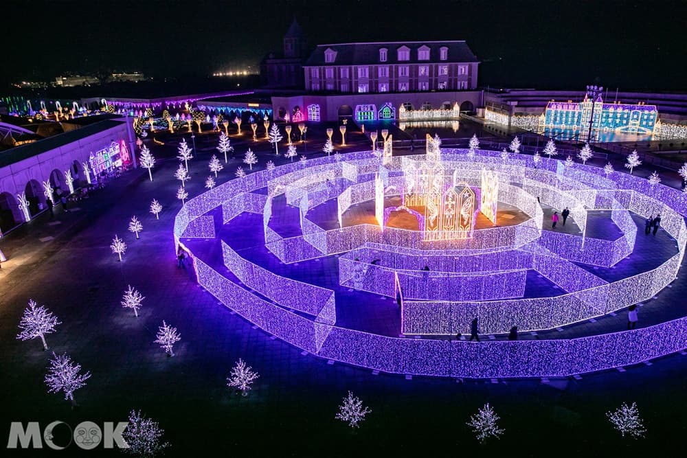 神戶水果鮮花公園3D影像投射出的霓虹燈展