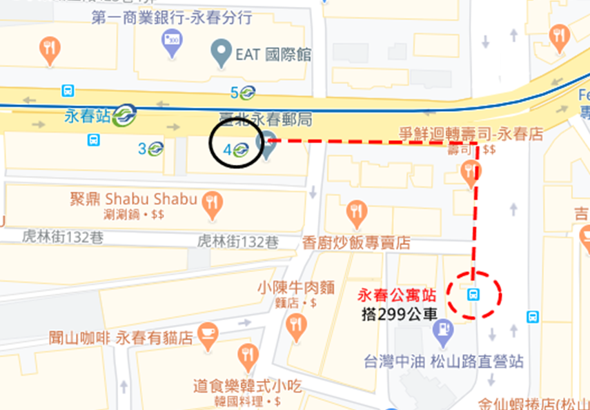 永春站到站牌路徑圖