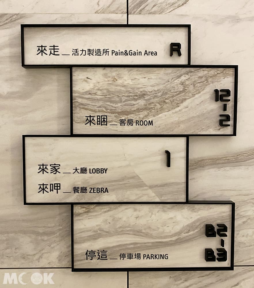 樓層指示用了台語諧音表示各區域