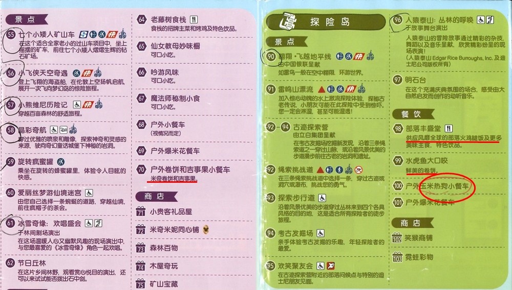 上海迪士尼餐點地圖