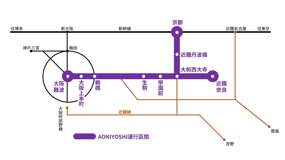 AONIYOSHI特急運行路線